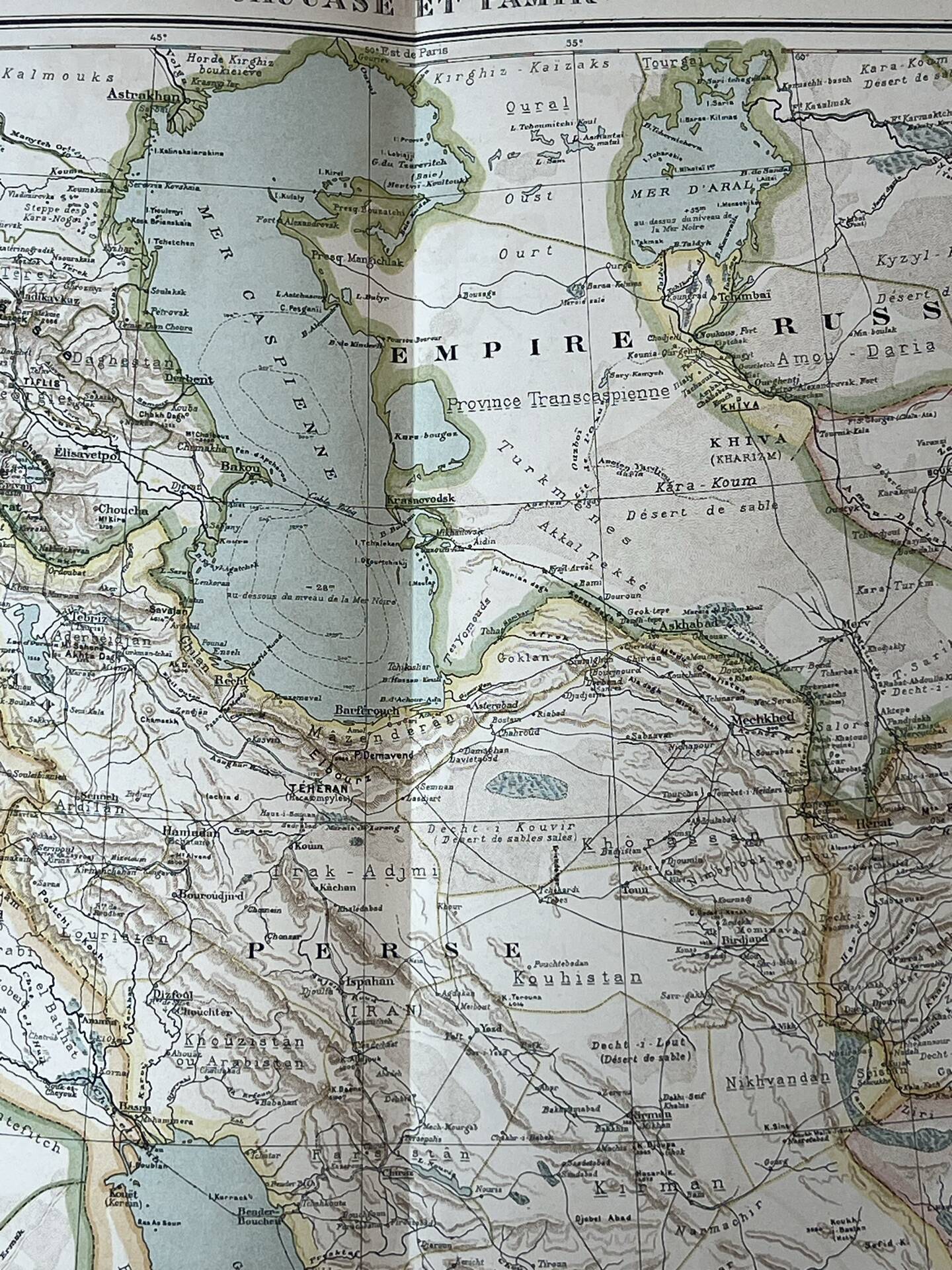 Carte originale Caucase et Pamir 53x37cm - 1905