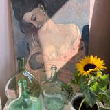 Dame-jeanne vintage vert clair
