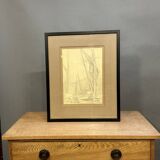 Pencil sketch - shipping rigging , signed