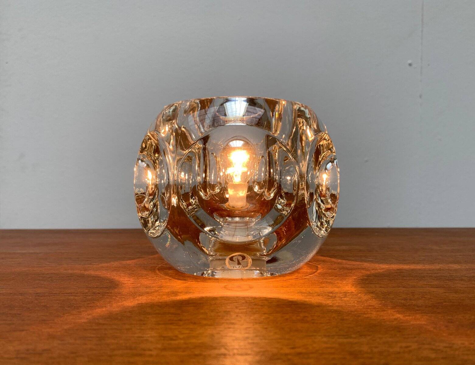 Vintage German glass table lamp by Peill & Putzler.