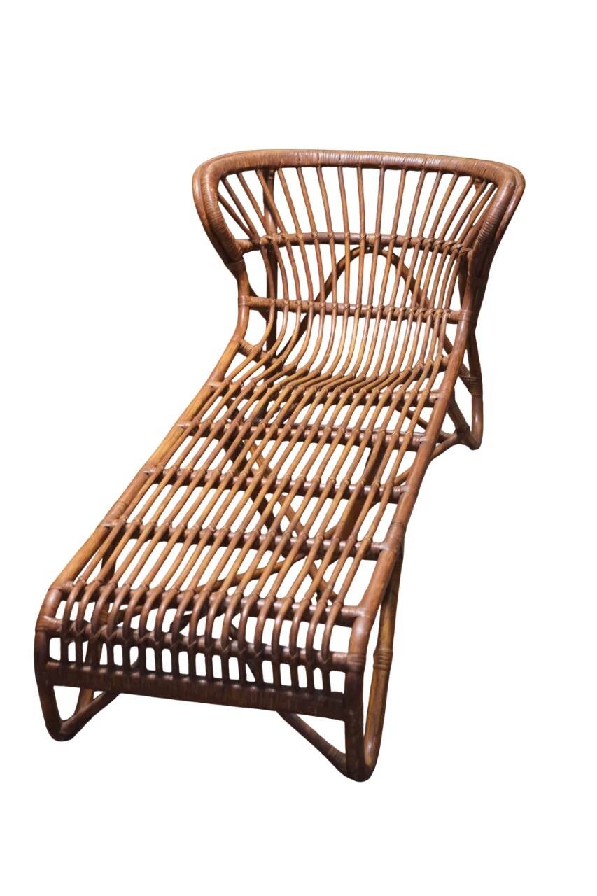 vintage rattan chaise longue 1970 Viggo Boesen