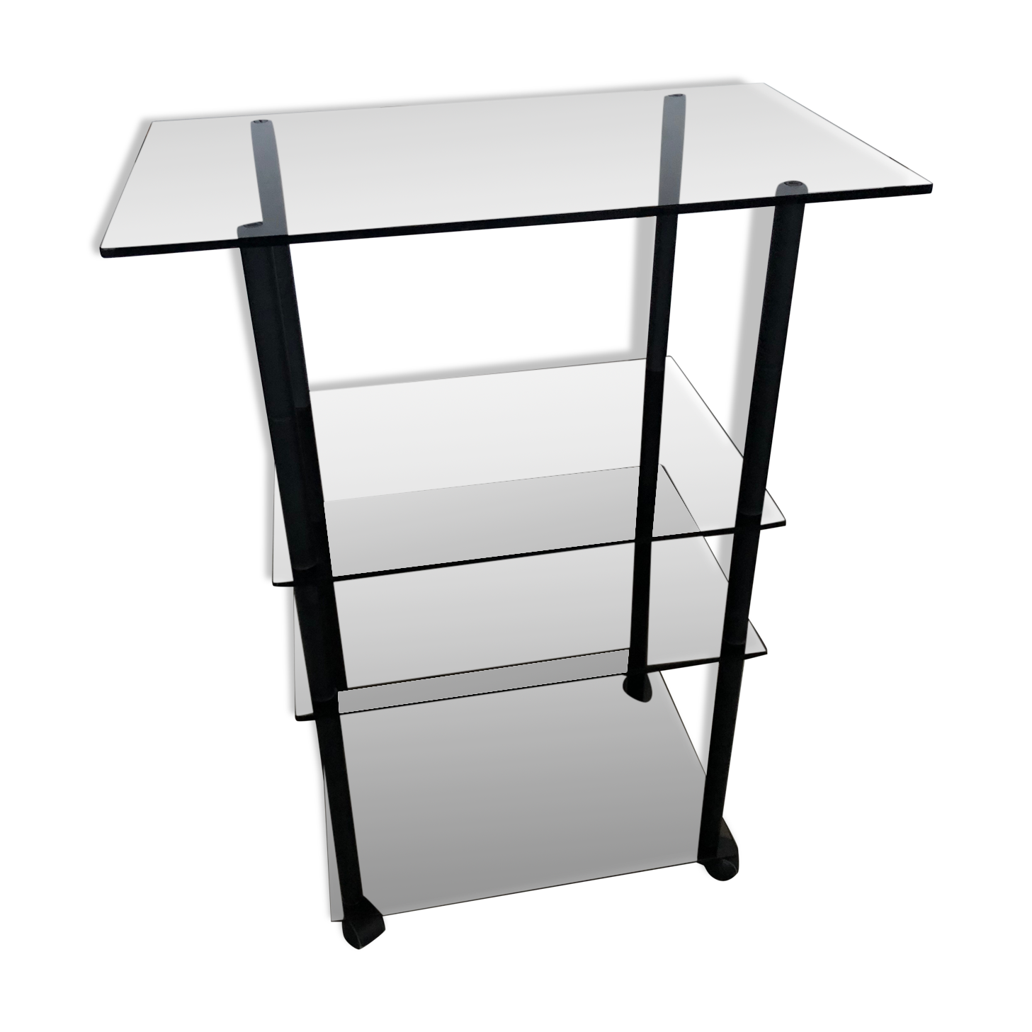 Service, TV stand on wheels in smoked glass Erard