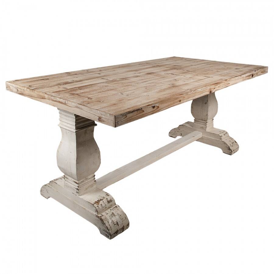 Table à Manger Rustique Campagne Chic – Bois Massif & Patine Vintage