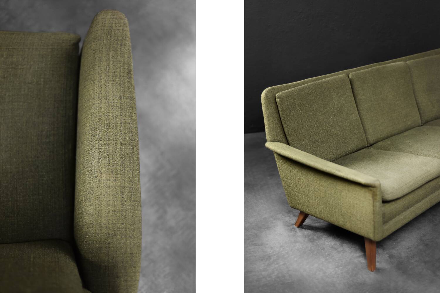 Vintage Danish Mid-Century Modern Green 3-Seater Sofa by Folke Ohlsson