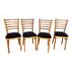 Set of 4 vintage wooden chairs with faux leather.