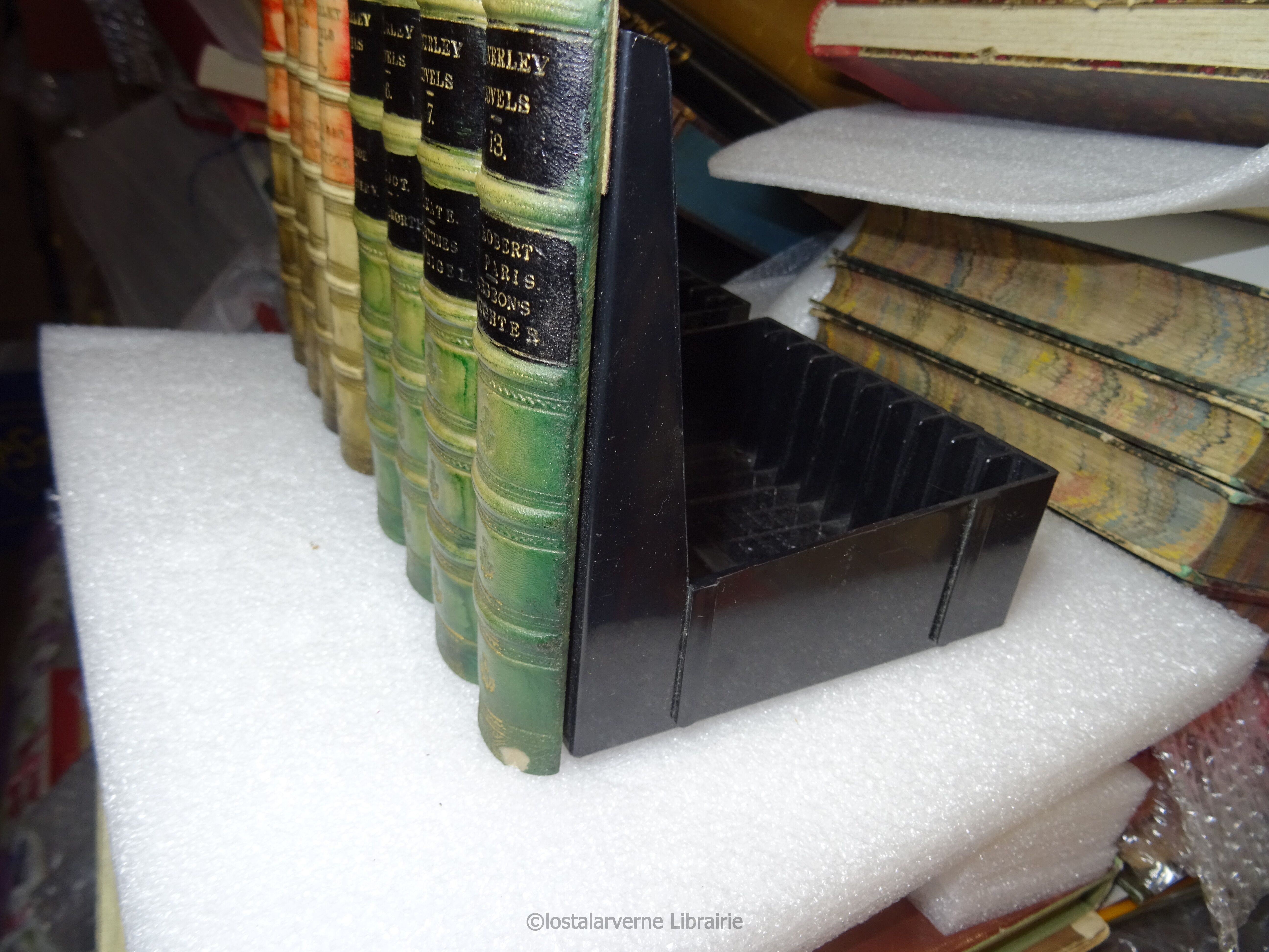 Lot of 4 cd racks for 40 cds - walter scott fake book front - made in uk vintage