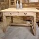 Old farmhouse table in raw solid oak, 2 drawers, seats 6 people.