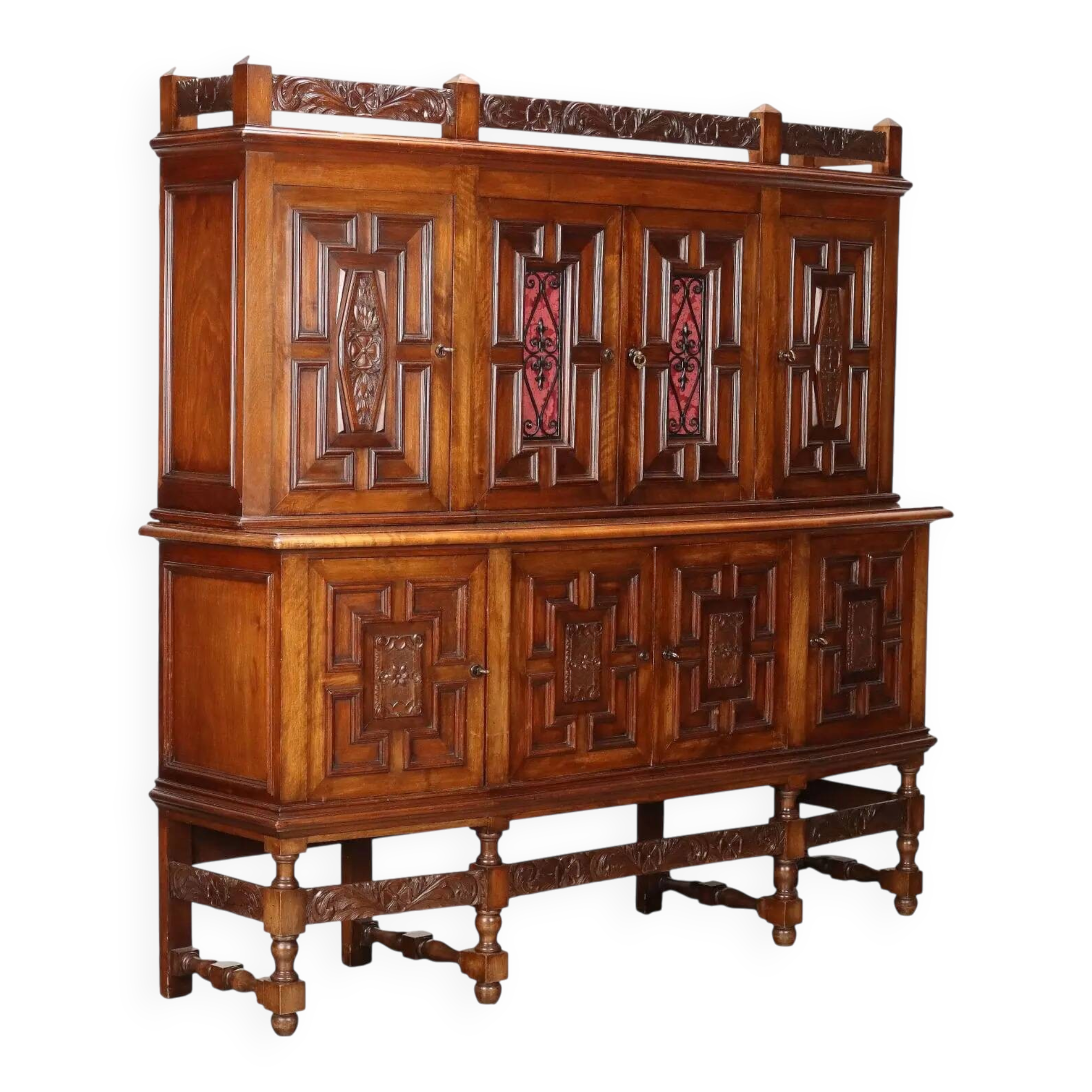 Antique double-bodied mahogany buffet, Italy, 20th century