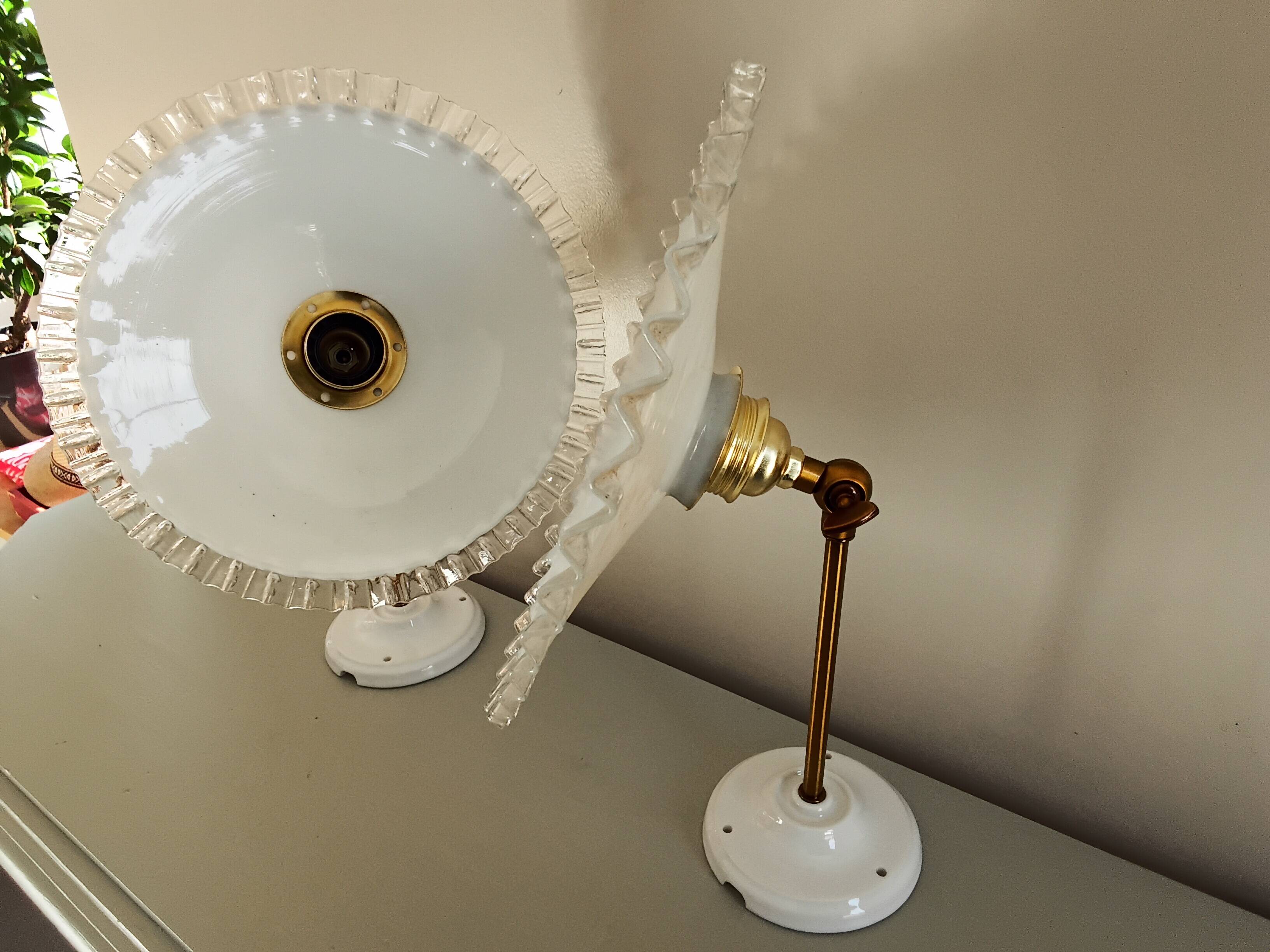 Pair of vintage opaline wall sconces