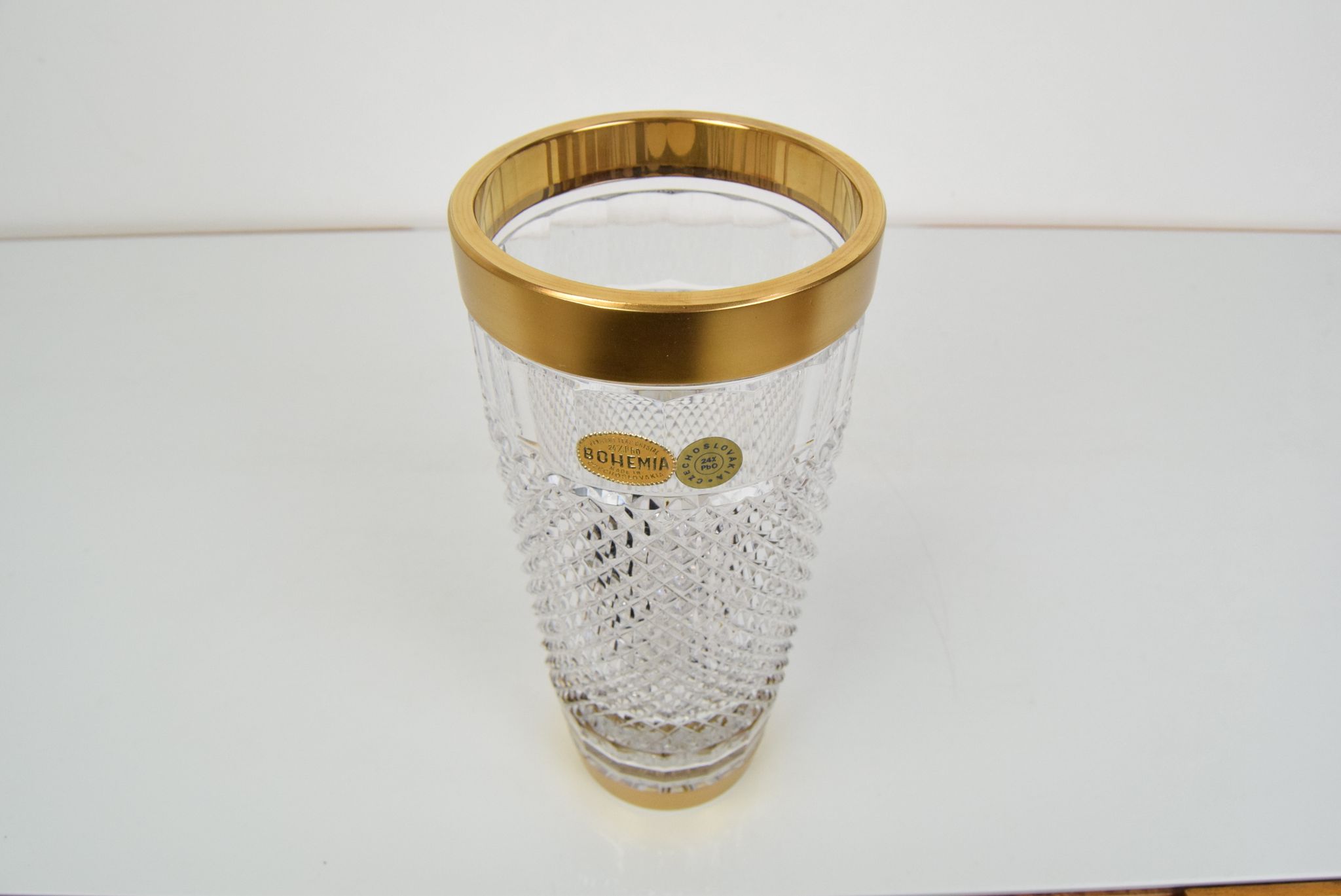 Mid-century glass vase,bohemia crystal,circa 1960's.