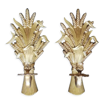 Pair of gilded metal candle holders from the mid-twentieth century