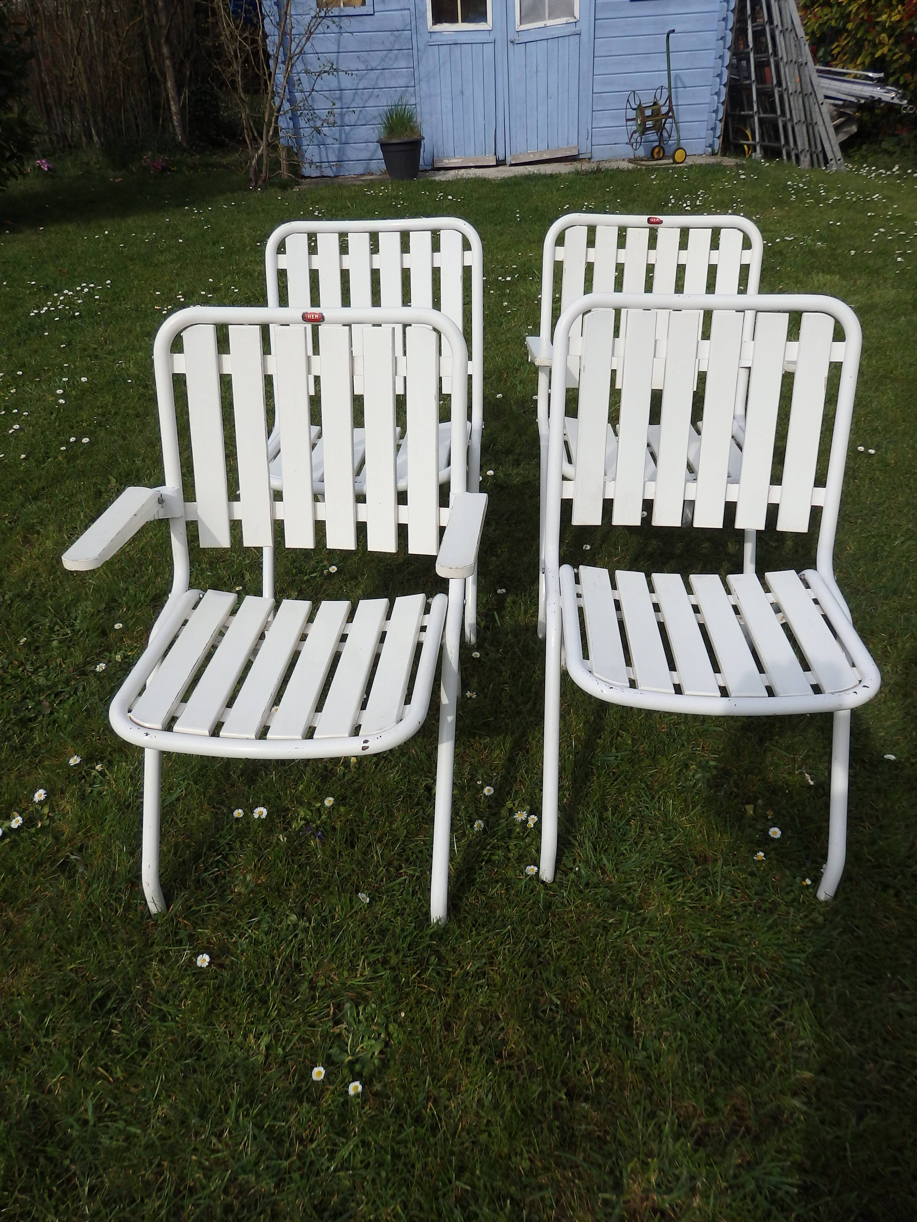 Vintage garden chairs and armchairs H.E.M year 50/60