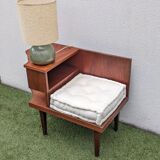 Vintage 1960s teak telephone hall bench