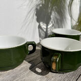 3 dark green bistro tea cups from Caen