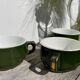 3 dark green bistro tea cups from Caen