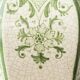 Spanish Revival Table Lamp in Green Ivory Crackle Ceramic, New Linen Shade