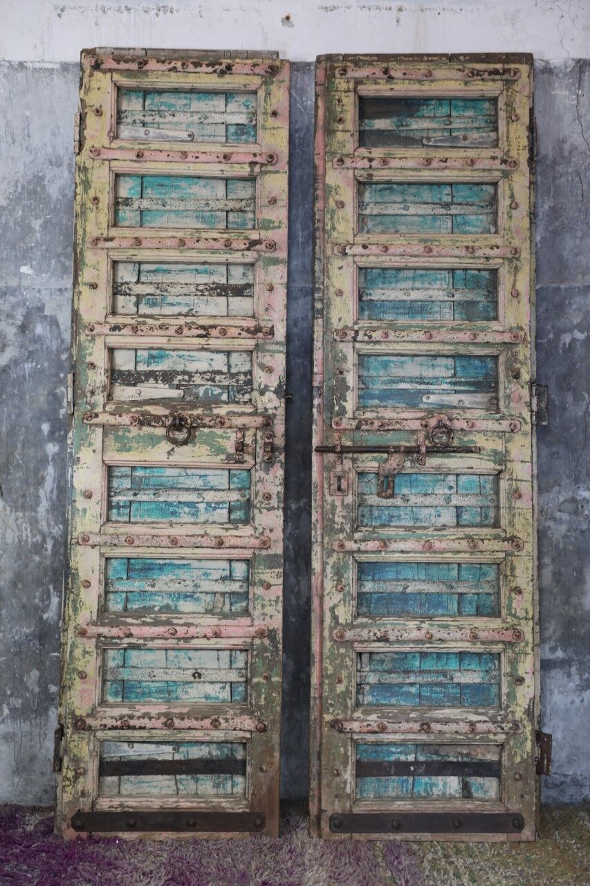 Indian door 2 leaves multicolor with closure