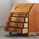 Bureau secrétaire pliant en chêne vintage des années 1960 dans le style de Kjærnulf