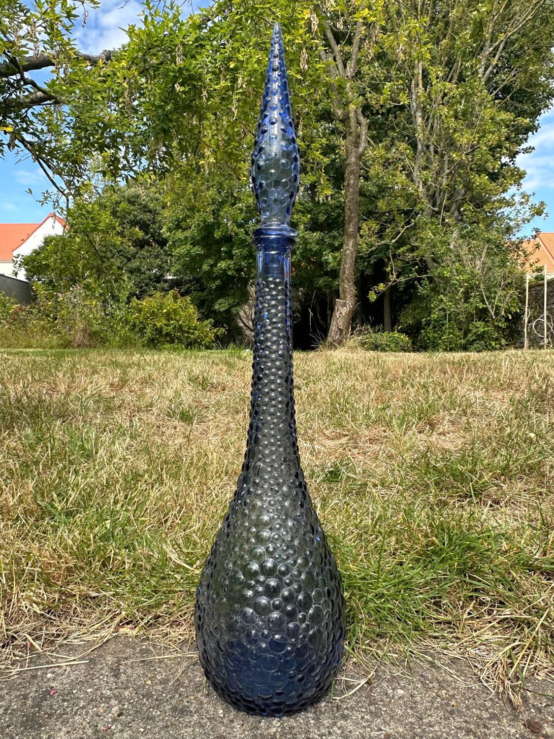 Carafe empoli purple mauve small bubbles hobnail