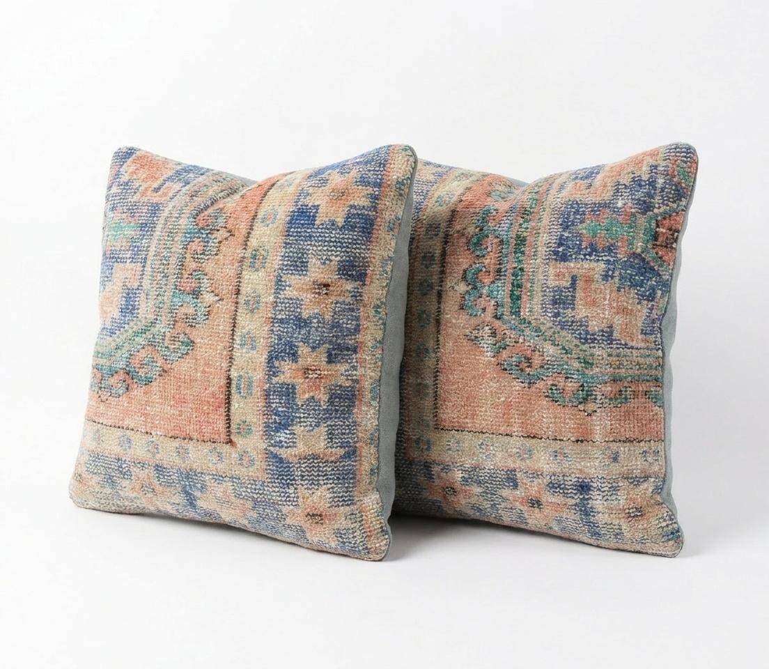 Set of 2 vintage Turkish cushion covers 61x61 cm