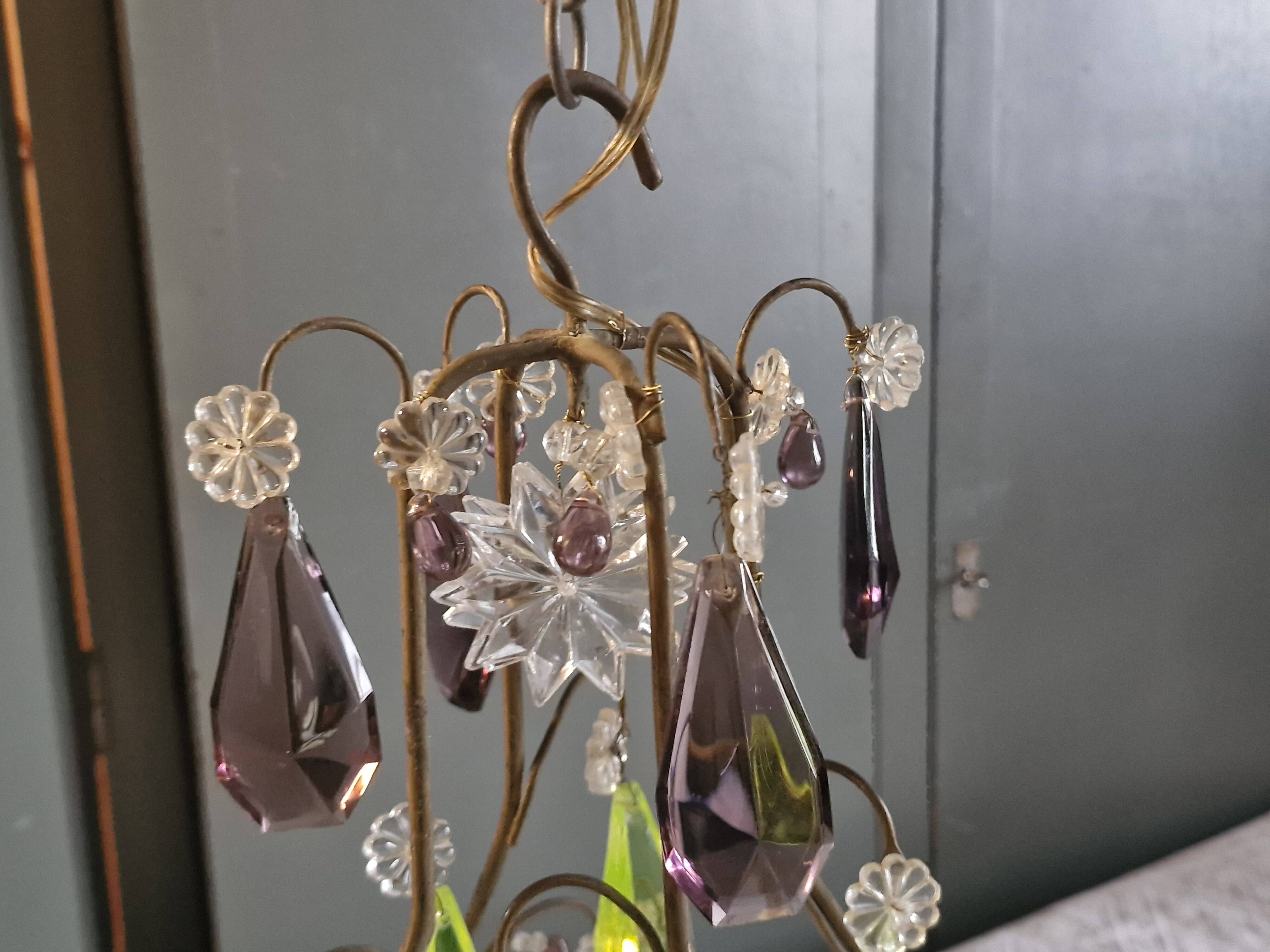 Small crystal boudoir chandelier - 1 light Bobeche signed Baccarat Epoque