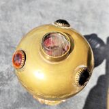 Oil lamp with its hat with 3 cabochons and its fringes in beads