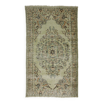Tapis Oushak Vintage – Vert Pastel & Motifs Classiques, 167 x 276 cm
