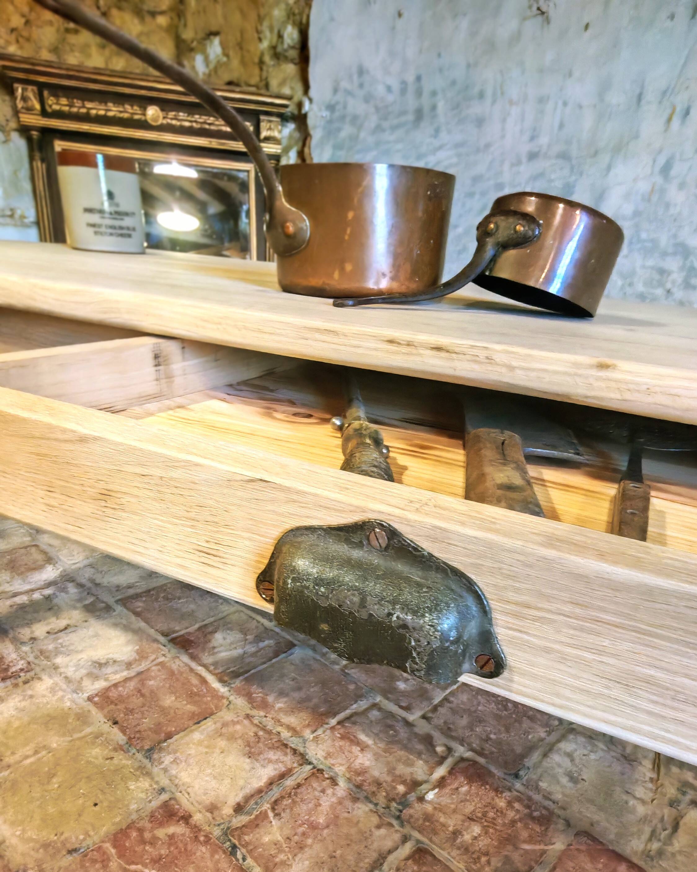 French solid oak farmhouse table 239x89 Raw patinated