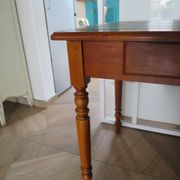 Minister's desk style L. Philippe – 2 drawers – cherry wood – faux leather desk mat