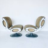 Pair of "Gluon" swivel armchairs by Marc Newson for Moroso, 1990's