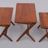 Vintage Nesting Tables in Walnut by Bengt Ruda Sweden 1950s