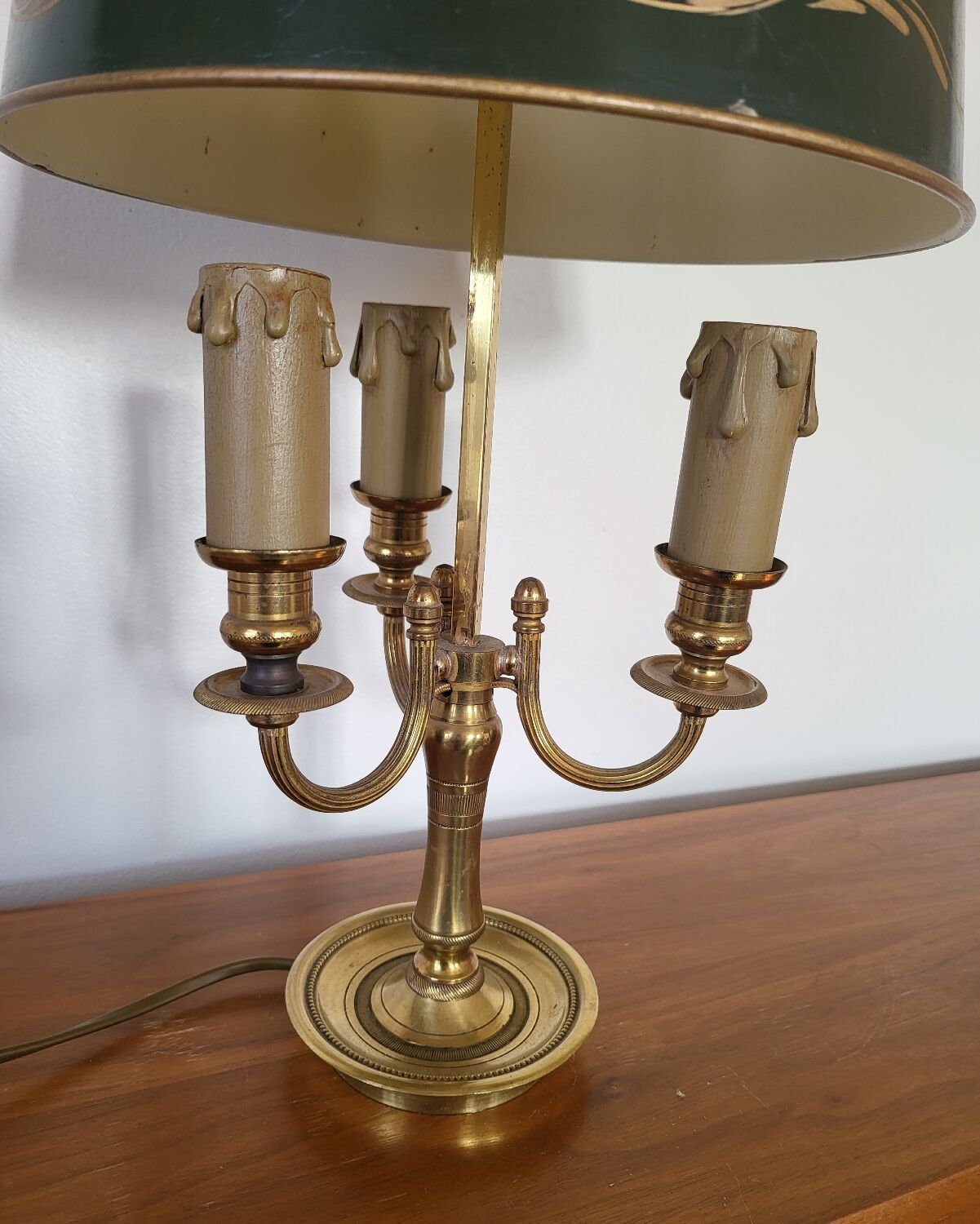 Antique Empire Style Bouillotte Lamp in brass and tin