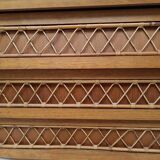 Commode bois et rotin vintage