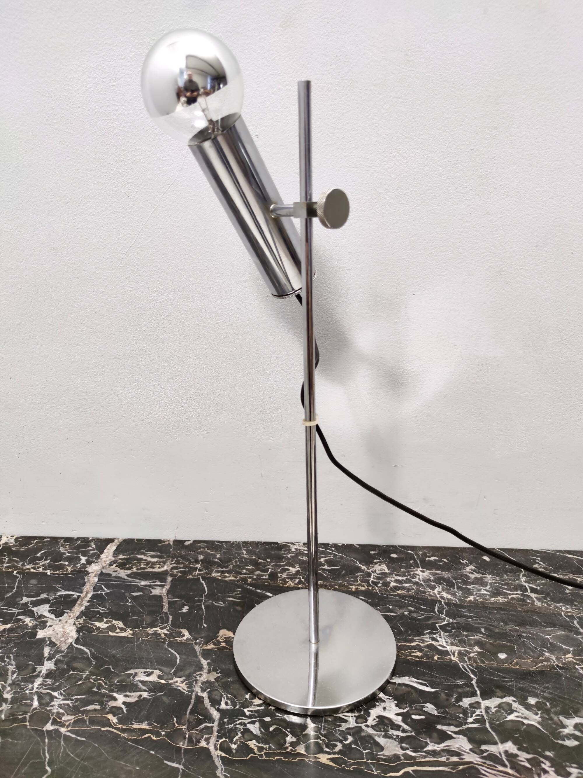 Chrome-Plated Brass Desk Lamp attr. to Giuseppe Ostuni for O-Luce, Italy