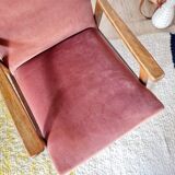 Vintage Scandinavian armchair from the 50s/60s – tapered legs, wood & velvet