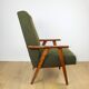 Fauteuil design vintage loft vert olive bouclé haut