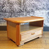 Meuble d'appoint vintage en rotin