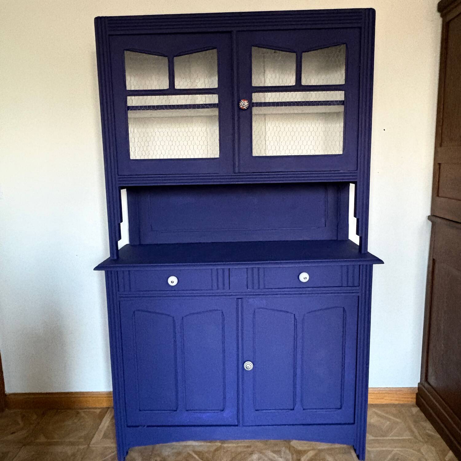 Parisian blue oriental buffet cabinet