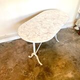 Bistro table in grey marble and white ☐ cast iron 120 x 60 cm