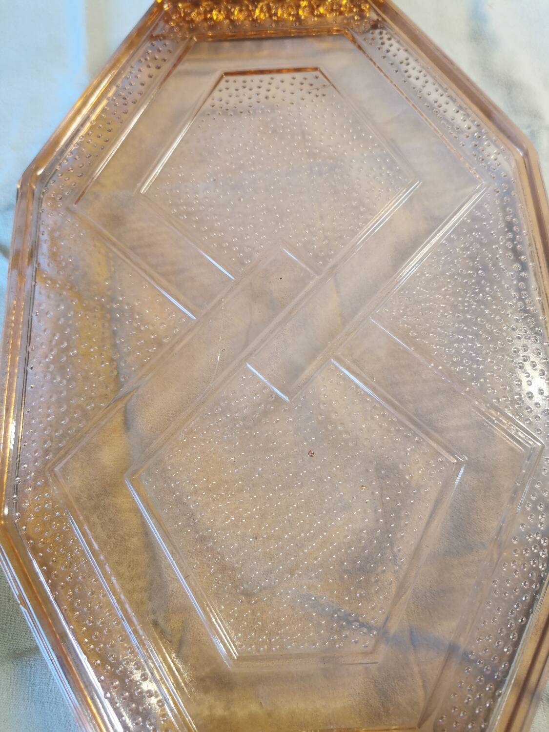 Pink molded glass dish