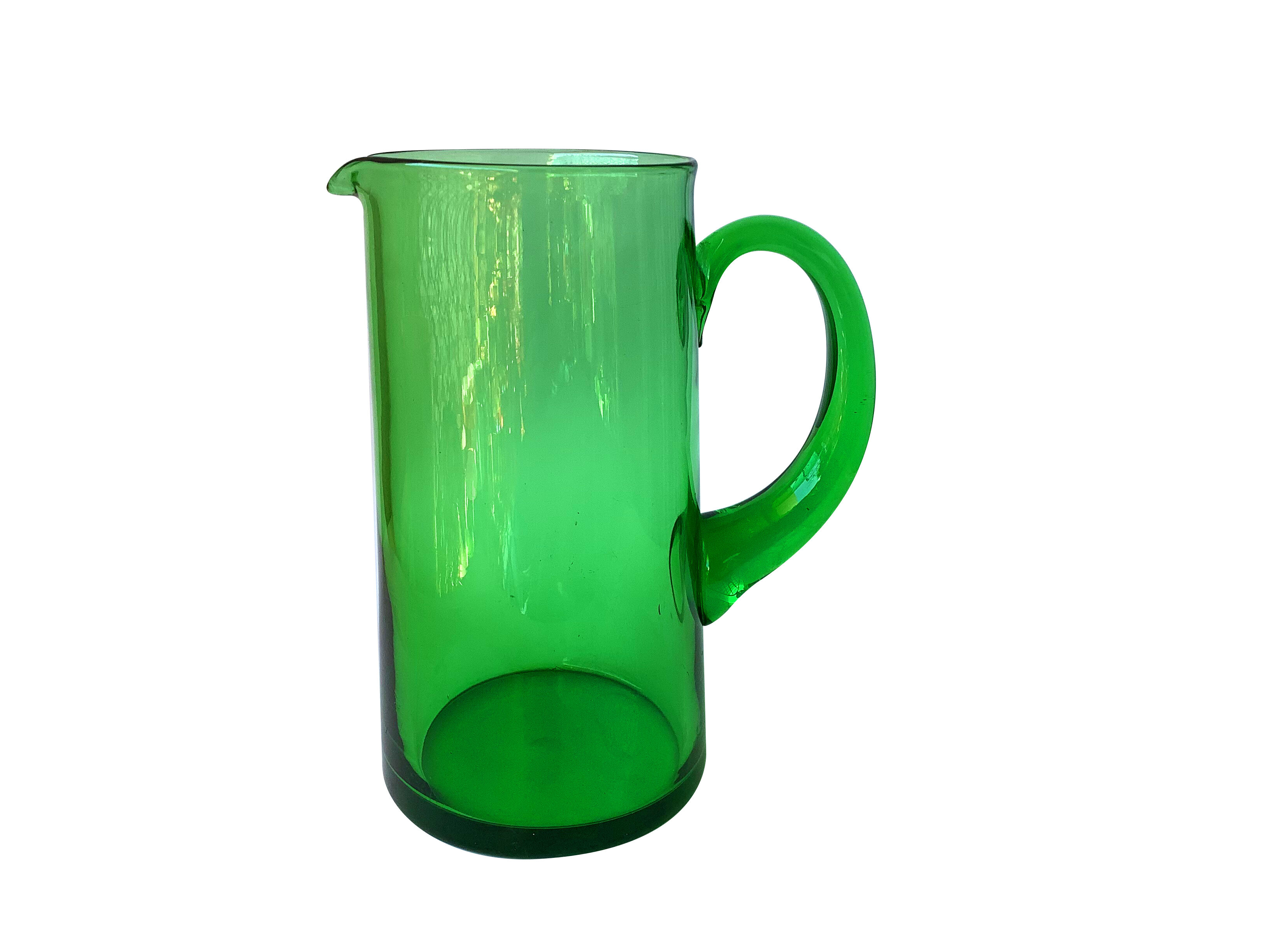 Green blown glass decanter