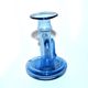 Antique candle holder in blue blown glass ras de cave folk art 19th c.