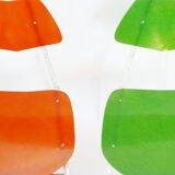 Pair of fiberglass and metal 1950 vintage chairs: french work of the 1950s