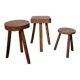 3 free-form oak tripod stools
