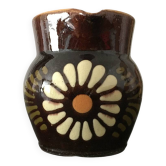 70's brown ceramic handmade jug pot - water pot - jug - vase - jug - milk jug