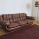 Italian voluminous leather 3-seater sofa after Rino Maturi 230 cm, 1970s