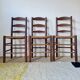 Set of 3 wooden and straw chairs - brutalist look