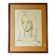 Portrait painting of woman drawing 70s