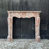 Louis XV Pompadour style fireplace in red Rance marble circa 1880