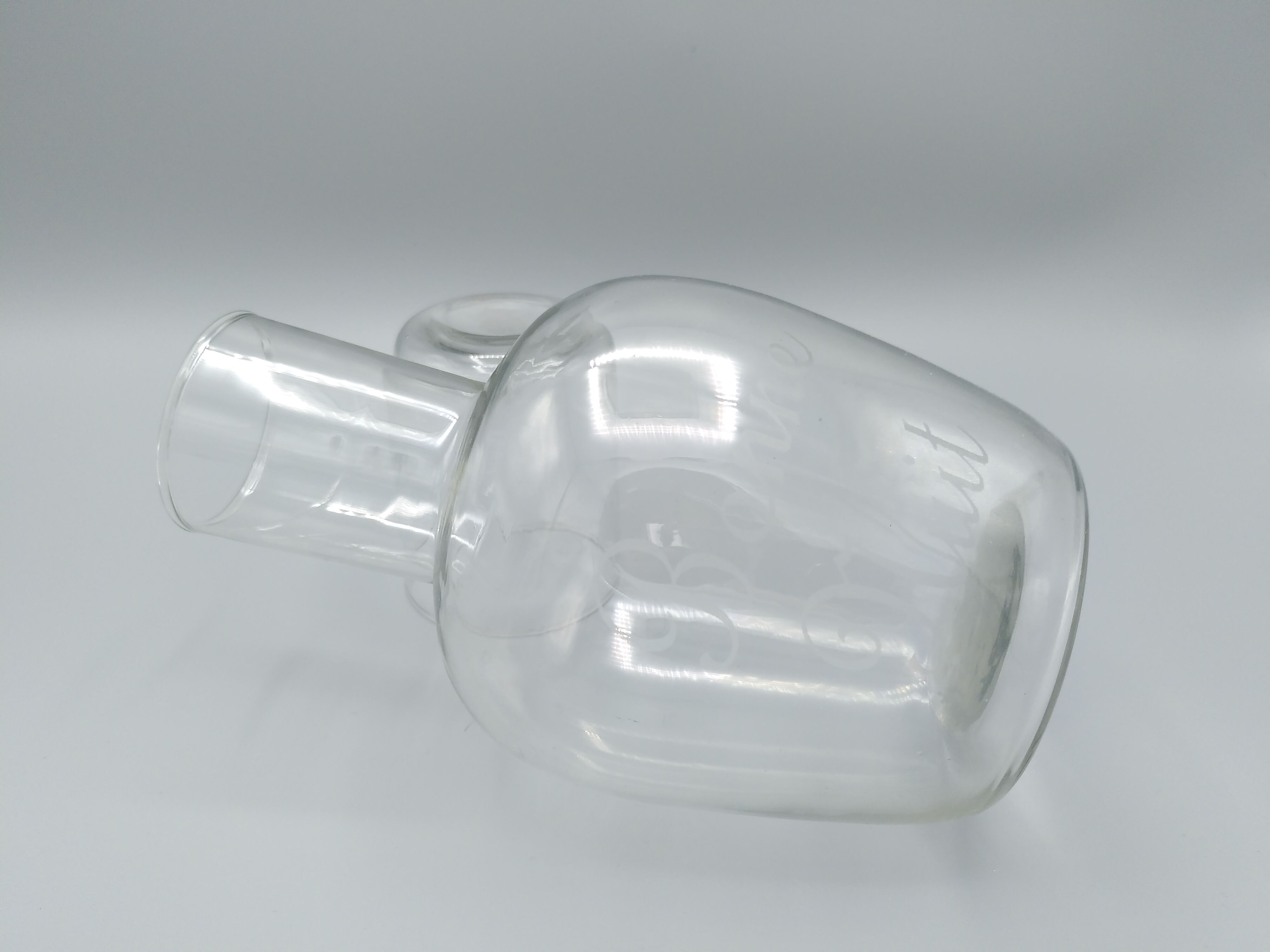 Night carafe engraved 'Good night' and its glass